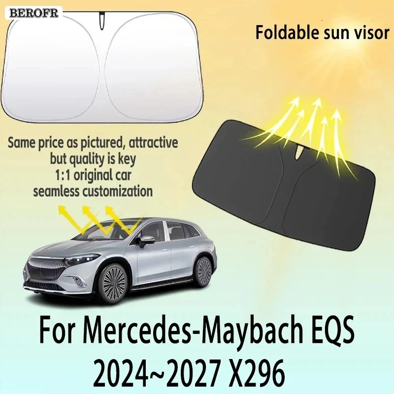 For Mercedes Maybach EQS X296 2024~2027 2026 25 Front Windshield Sunshade Privacy curtain Car Sun Visor High quality Accessories