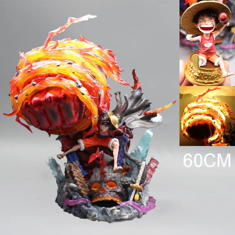 

60CM ONE PIECE GK Big Fist Monkey D Luffy Figure Third Gear Figure Anime Karma Luffy Action Statue PVC Model Collectible Toys