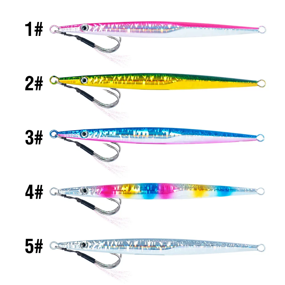 LHFSH Langer Metall-Jig-Angelköder 40g-150g Schnell sinkender Bleifisch-Hardbait für Salzwasser-Bootsangeln Thunfisch Hairtail Pesca Tackle – Detail 5