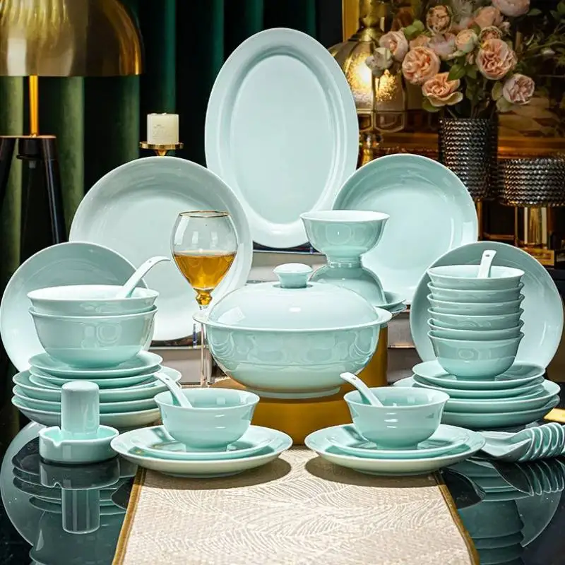 

Authentic Dinner Set Ceramic Plates Eco-Friendly Elegant Luxury China Dinner Set Designer Jingdezhen Vaisselle Dinnerware Sets