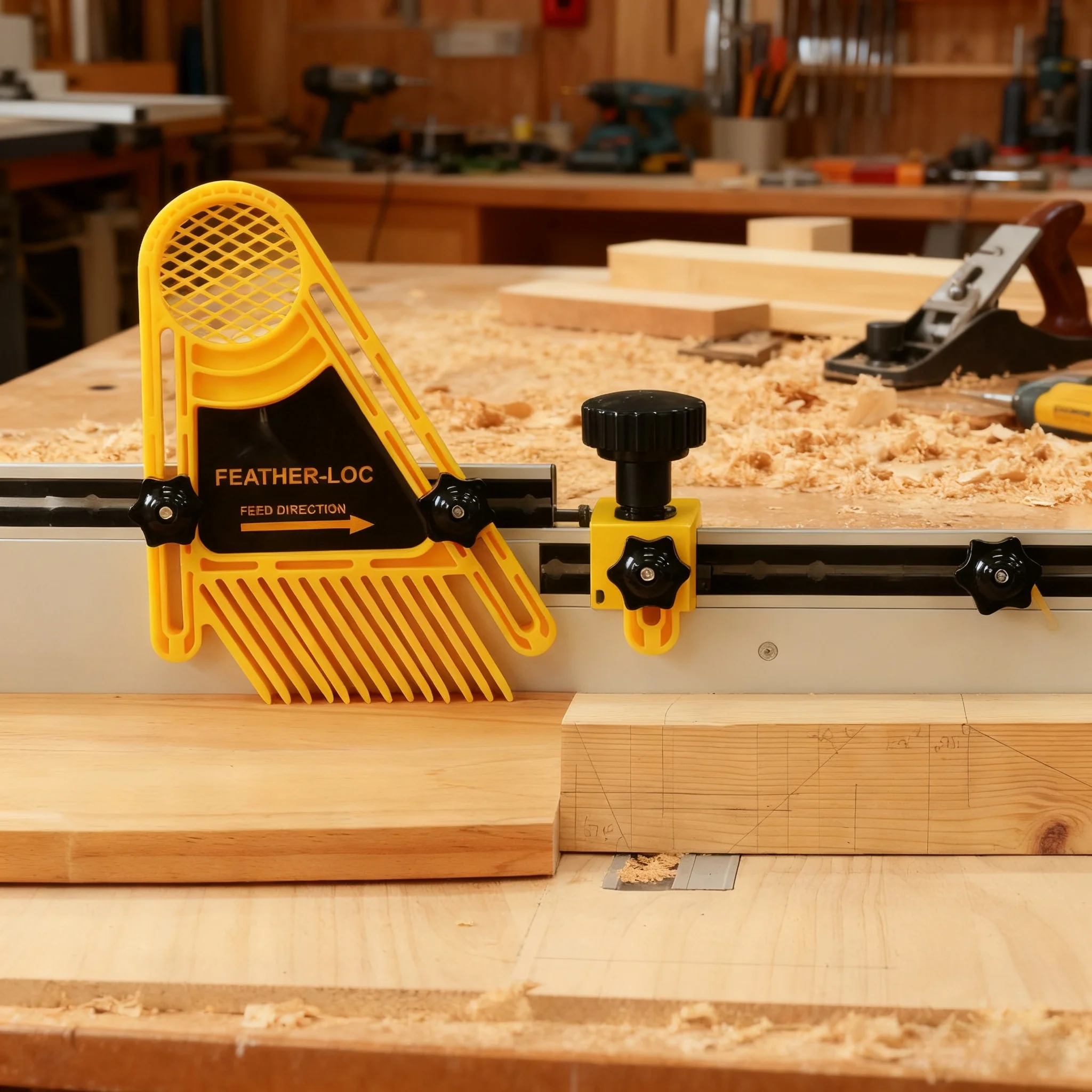 Feather Loc Board Set for Woodworking Table Saws Engraving Machine Double Featherboard Push Block for Workbench Table Saw Fence