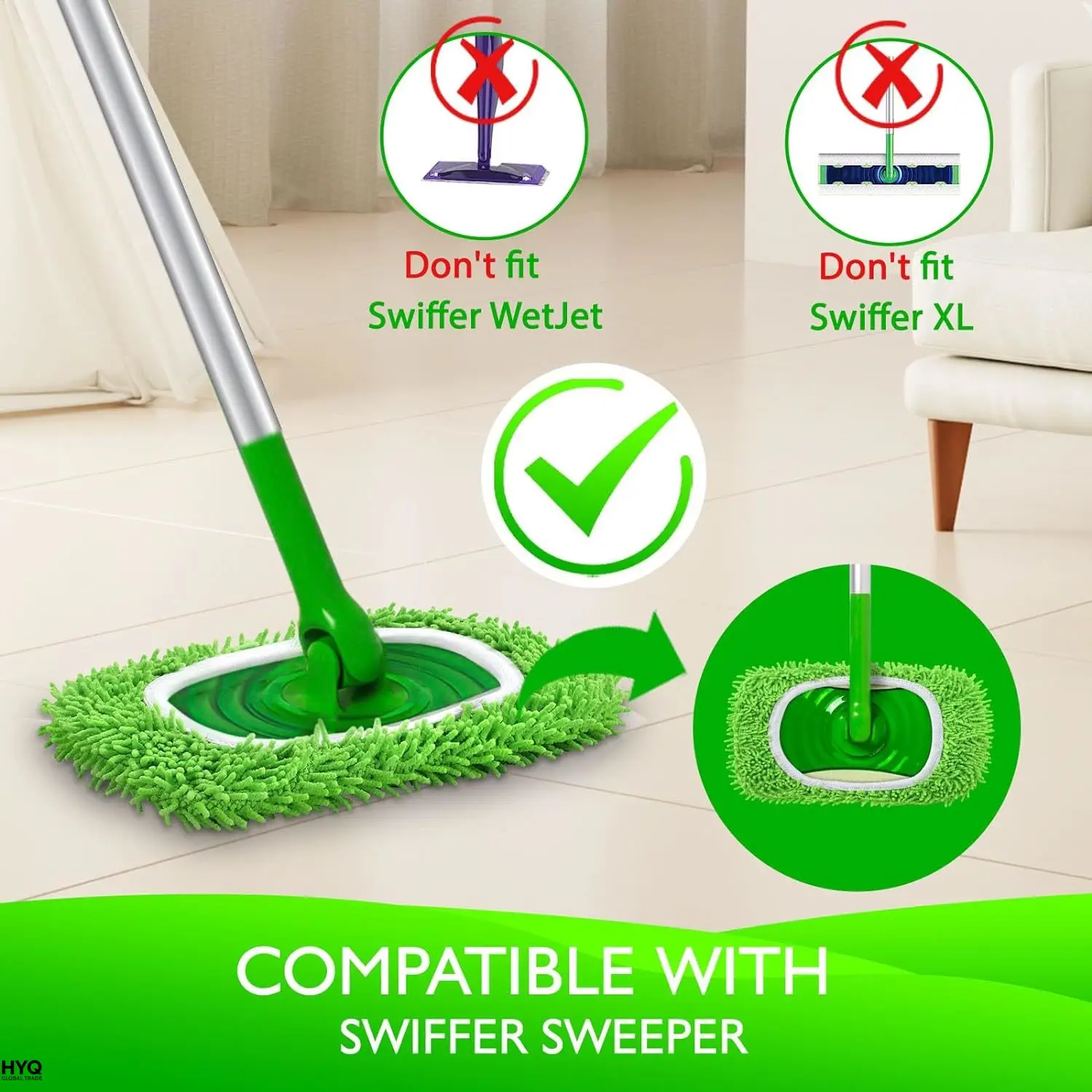 2 tampons vadrouille microfibre réutilisables, compatibles Swiffer image 3
