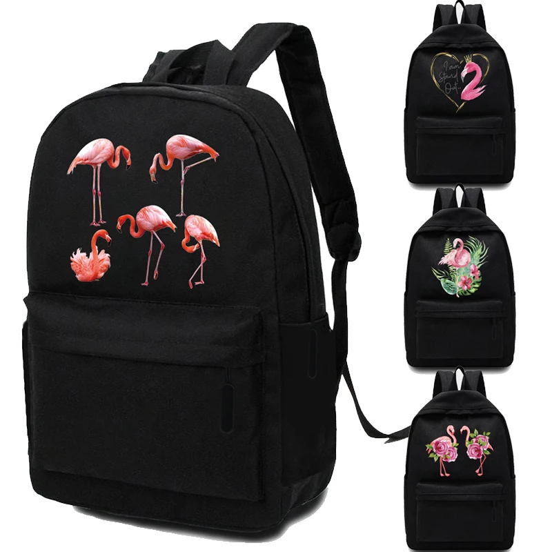 Women Backpack Fashion Girl College Casual School Bags New Simple Flamingo Series Book Packbags for Teen Travel Shoulder Bag