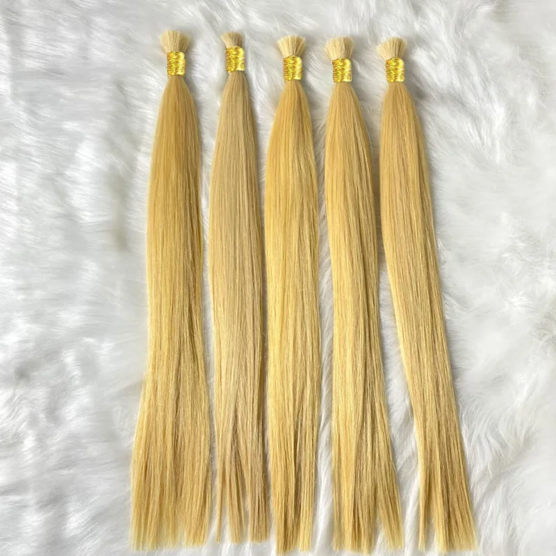 Voller Kopf, 100 % Echthaarverlängerungen, blond, 613, glattes Haar, zum Flechten, kein Schuss, Massenhaar für Zöpfe, indische Haarbündel