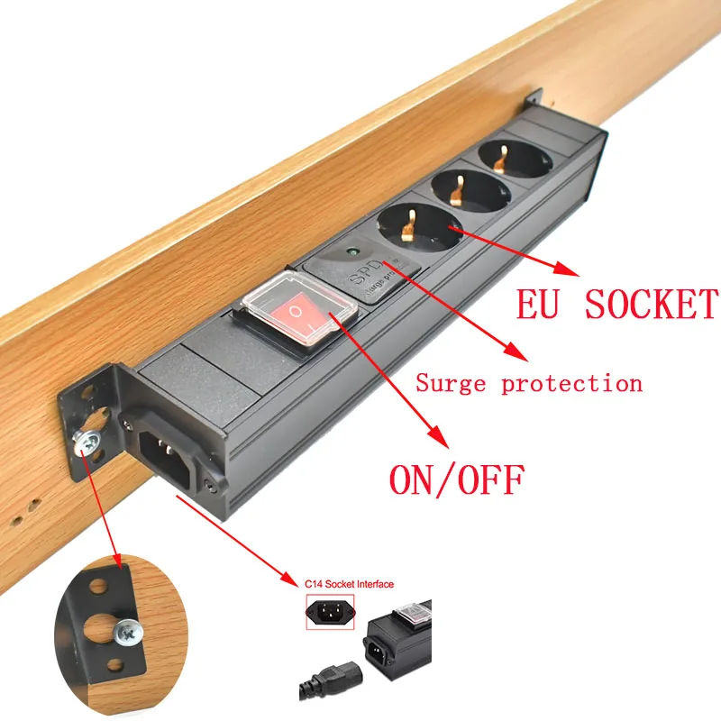 مقبس سطح المكتب PDU مزود الطاقة خزانة الشبكة رف توزيع الطاقة مقبس الاتحاد الأوروبي مع مقبس لاسلكي للحماية من زيادة التيار #6