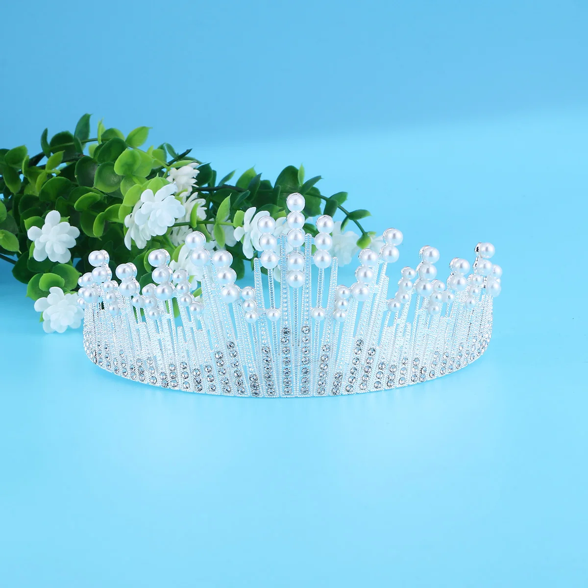 

1Pcs Exquisite Baroque Bridal Tiara Pearl Crown Hair Jewelry For Weddings Engagements Parties