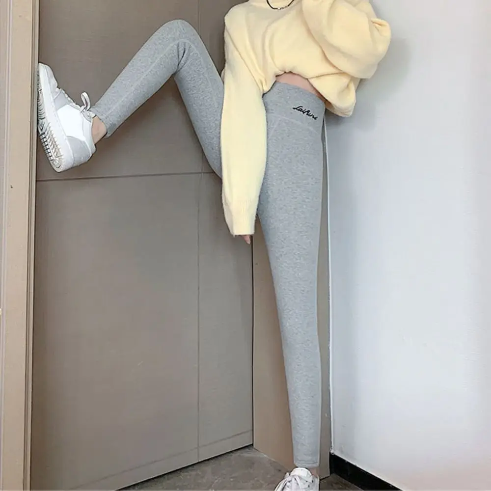 أزياء الخريف الشتاء النساء طماق سميكة لا بيلينغ السراويل الطويلة سليم صالح لا الوبر السروال