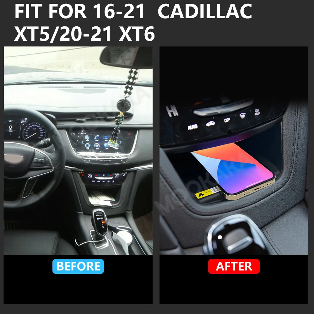 For Cadillac XT5 XT6 2016-2021 Quick QI Car Wireless Charger Fast Charging Intelligent Infrared Mobile Phone Dashboard