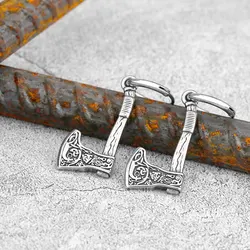 Titanium Stainless Steel Odin Weapon Ax Earrings Amulets Nordic Men's Stud Earrings Teen Jewelry Fashion Christmas Gifts