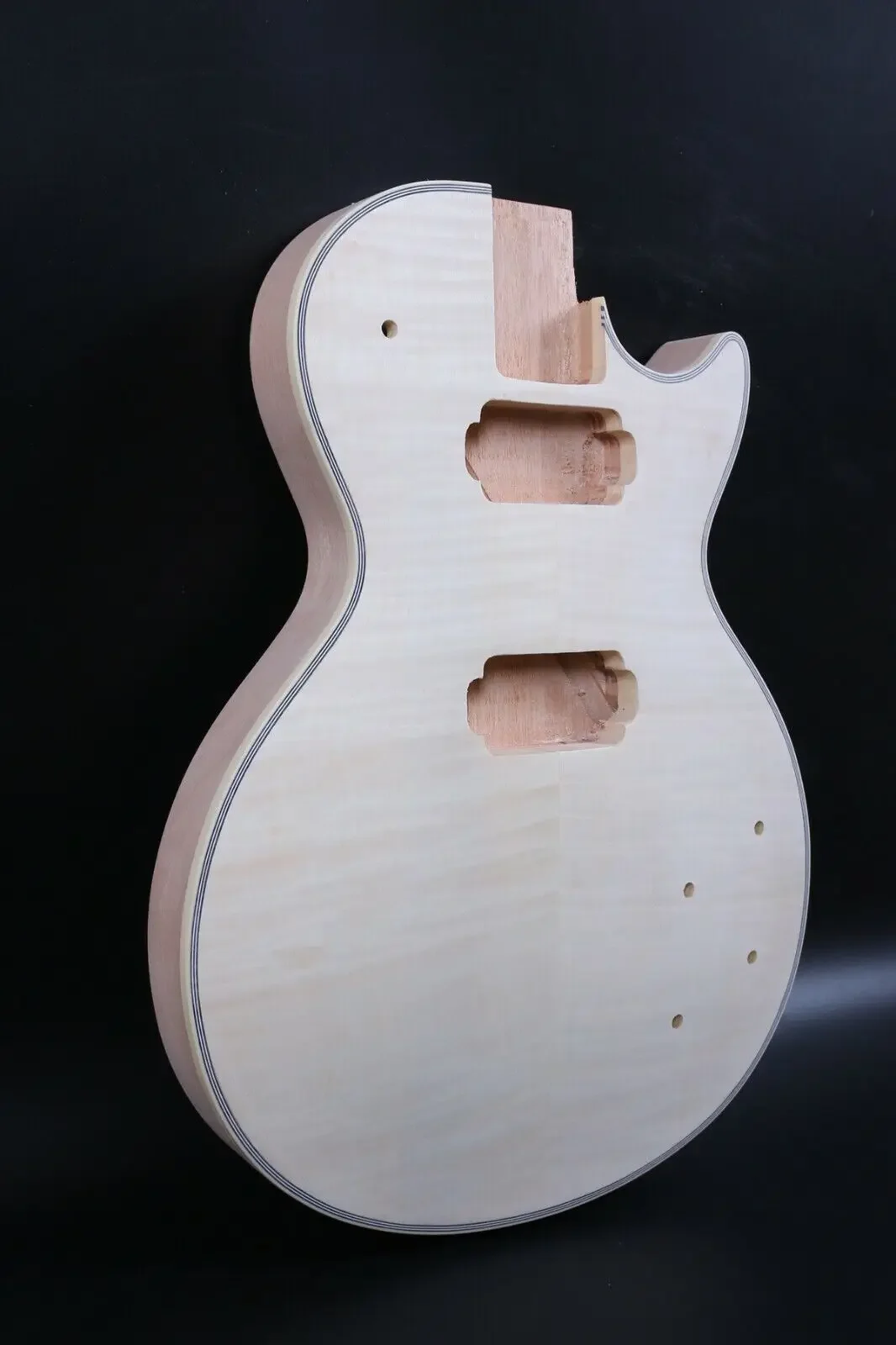 

Electric Guitar Body Flame Maple Cap Base with Binding Bolt on Humbucker Pickup Unfinished Guitar Parts Drilled DIY Project