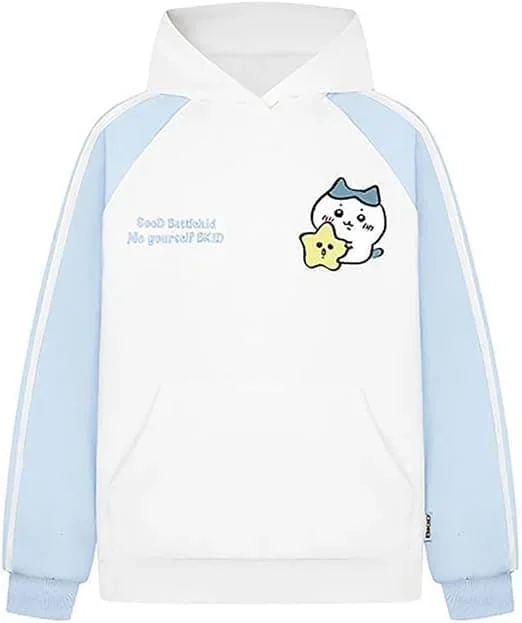 2027 Niedlicher Chiikawa Usagi Star Print Hoodie Raglanärmel Pullover Sweatshirt Langarm Freizeit-Kapuzenoberteil Familien-Partnerlook – Detail 3