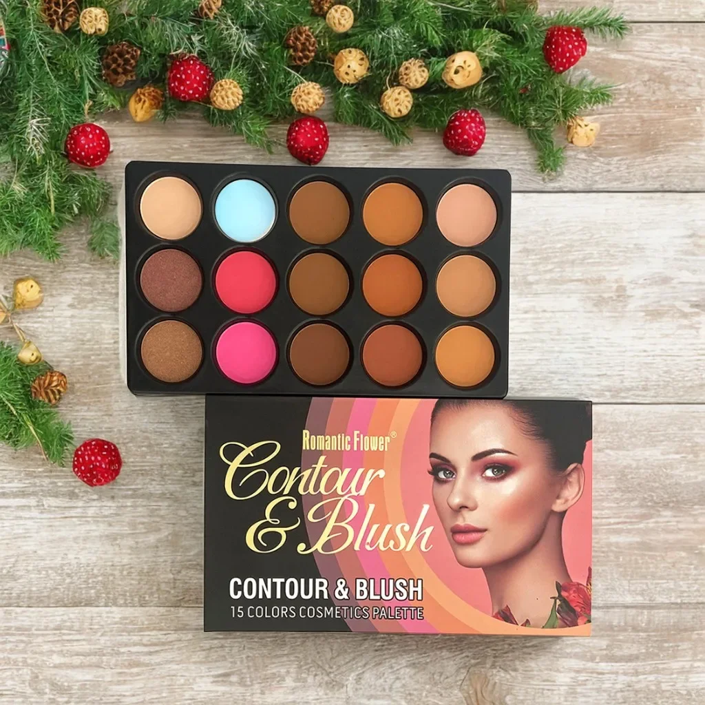 15-kleuren mat oogschaduw Blush markeerstiftpalet - alles-in-één gezichts- en oogmake-up multifunctionele poederset