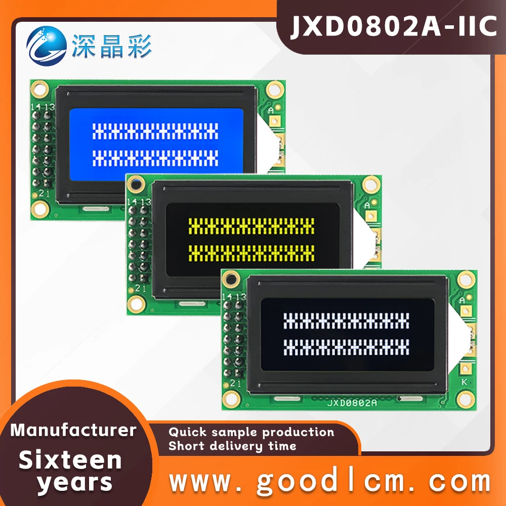 IIC/I2C interface Available in multiple colors LCD screen JXD0802A Russian character small sized display screen Backlight module