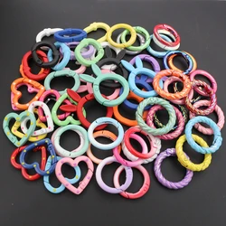 10pcs Random Colors Mix Heart Round Rabbit Shape Keychain Key Rings Clasp Loop for DIY Keychains Making Accessories