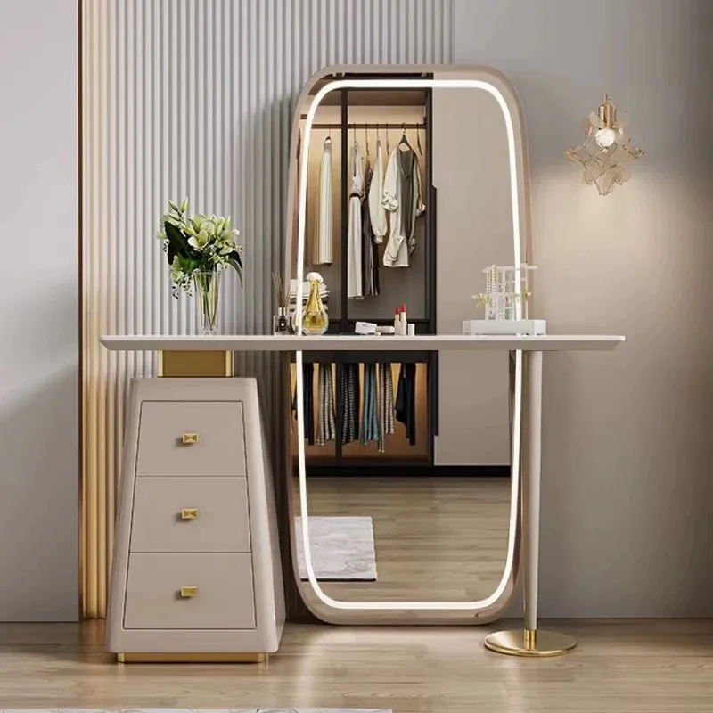 Light luxury internet-famous sintered stone dressing table, full-length mirror storage cabinet, integrated bedroom
