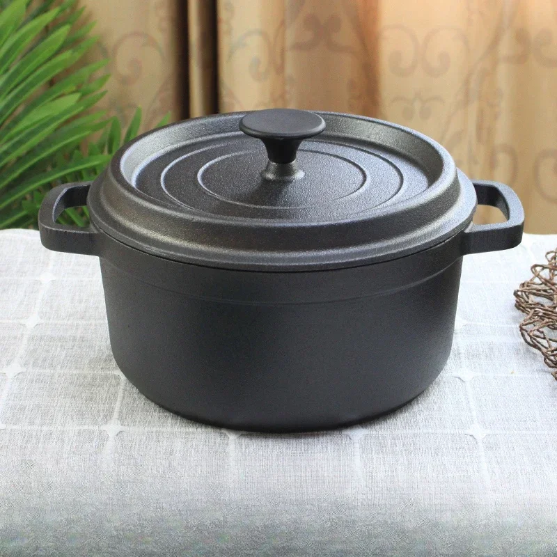 Cast Iron Soup Pot Deepening Chicken Stew Household Uncoated Hotpot Electromagnetic Stove Gas Universal Thickened Stir Fry