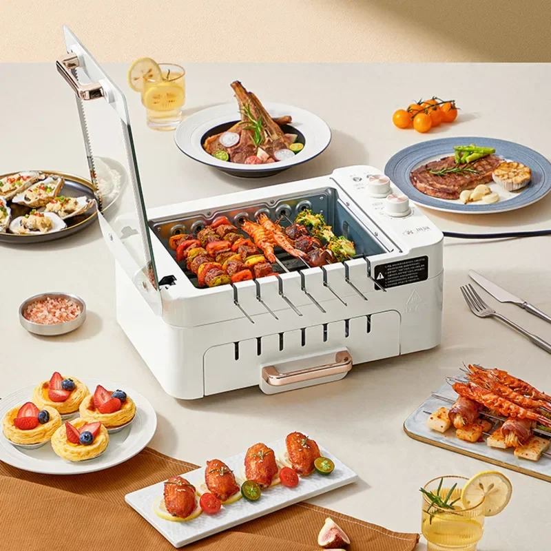 Smokeless Barbecue Grill Automatic Rotating Lazy BBQ for Home Integrated Pot Korean Grill for Family Meals & Barbecues