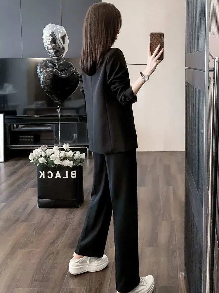 

Loose Wide Leg Pants Two Piece Set Anti-Aging Spring Autumn plus Size Comfortable Polyester Fiber Long Sleeve Jacket