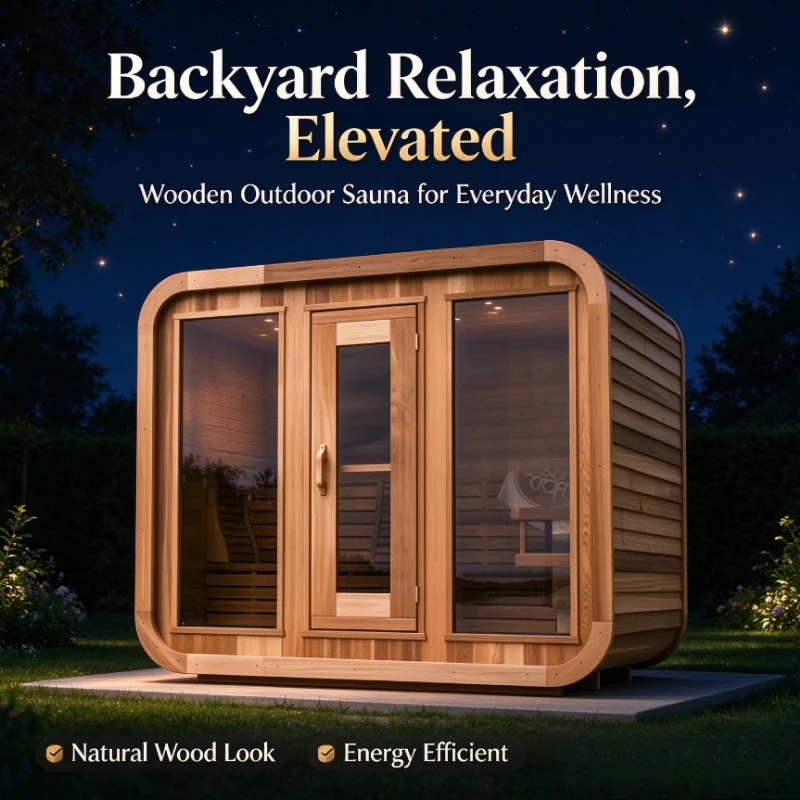 Customized Hot Dry Steam Sauna Rooms Cedar Barrel Sauna Cube Wood Sauna Outdoor for Backyard Garden Family Spa Detox Relaxation