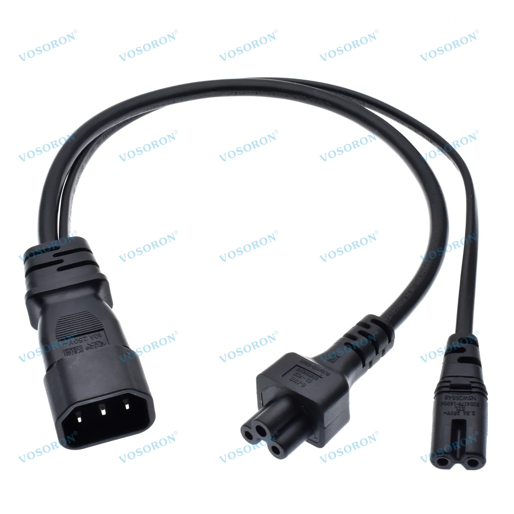 IEC320 C14 to C5+C7 Y Splitter Power Plug Cord,C14 Male to C5+C7 Female Short Power Adapter Cord
