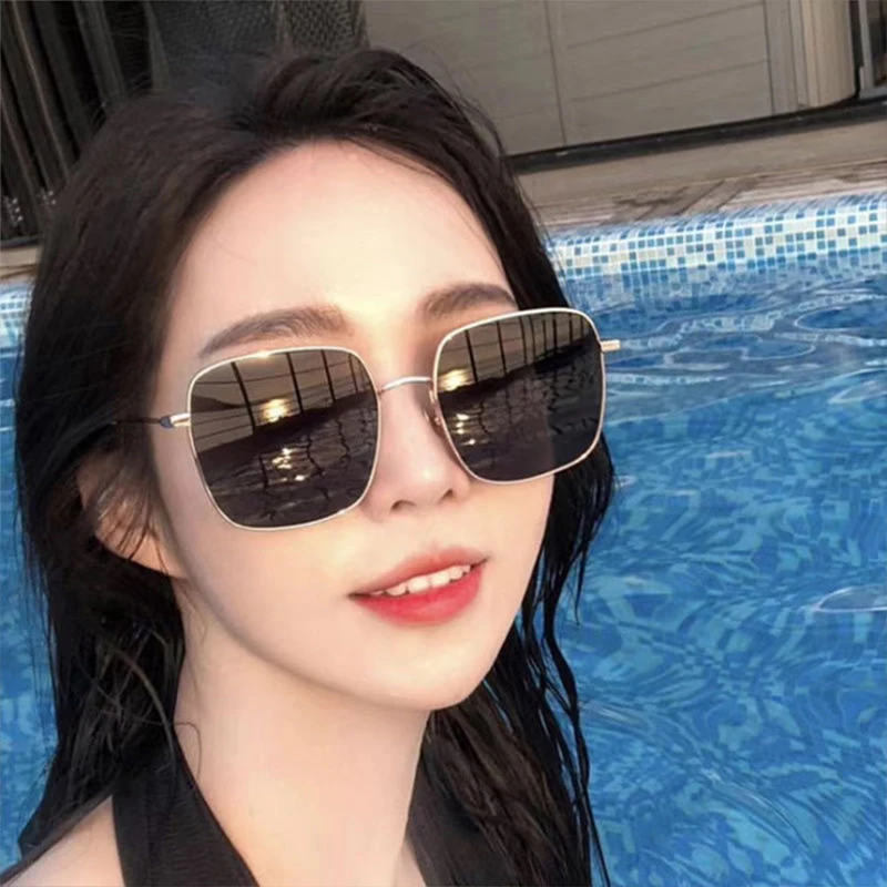 SEMALAYA Sunglasses women 2024 new metal sunglasses male net red with the Korean version of D home square frame sunglasses