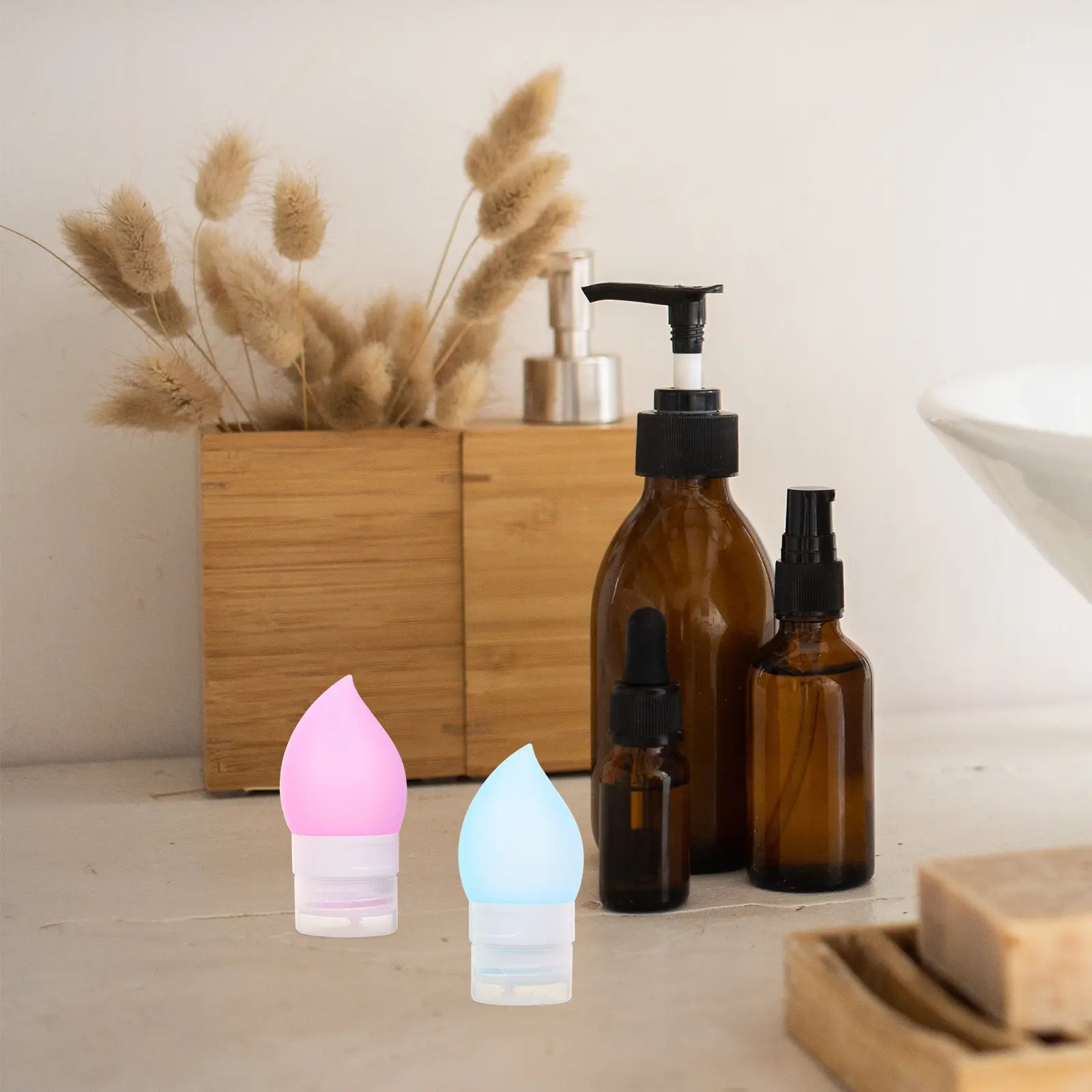 4Pcs Press-Type Travel Sub Bottles Leak-Proof Empty Lotion Dispenser Bottles for Shampoo Shower Gel Hand Soap Toner Essence
