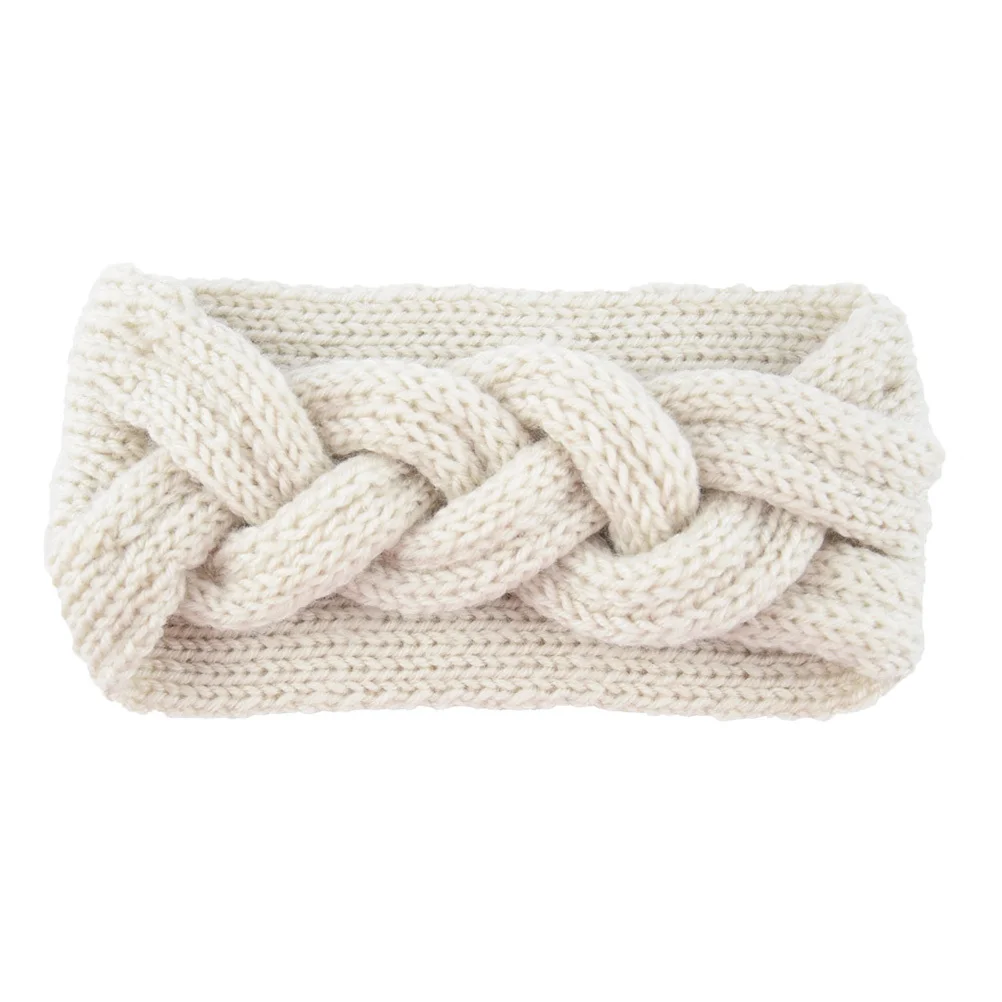 2 قطعة عمامة الكروشيه الدافئة عقال السائبة الموهير محبوك عبر عقدة الأذن أدفأ الشتاء رئيس التفاف هيرباند البيج الرمادي