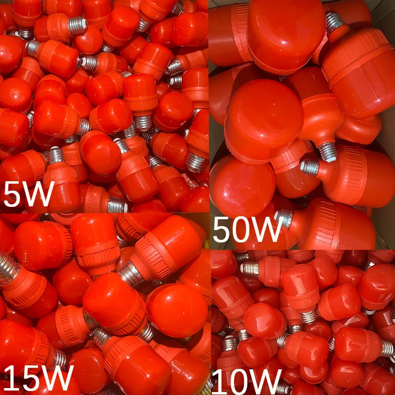 Red High Power LED Bulb Lamp E27 220V 5W 20W 30W 50W High Brightness Spotlight