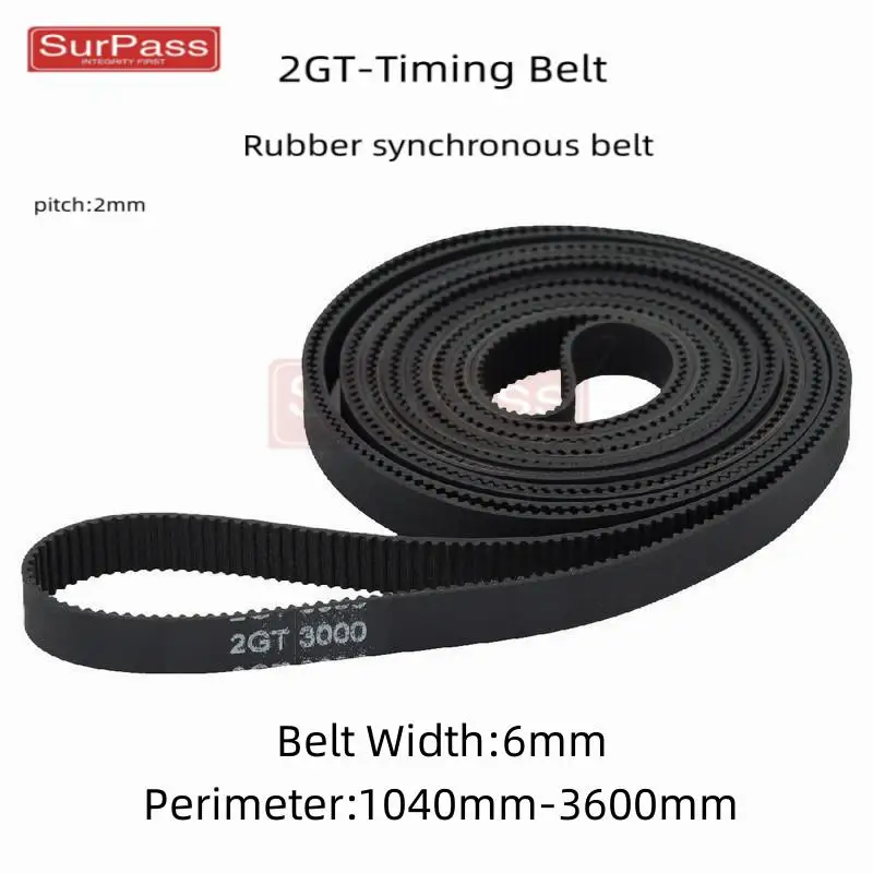 

2GT GT2 Width:6mm High-Quality Rubber Closed-Loop Timing Belt, Belt Circumference 1040mm-3600mm, Used For 3D Printers