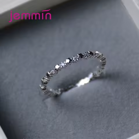 Luxury Original 925 Sterling Silver Stars Finger Ring Authentic Stackable Real Clear CZ Jewelry For Women Wedding Gift