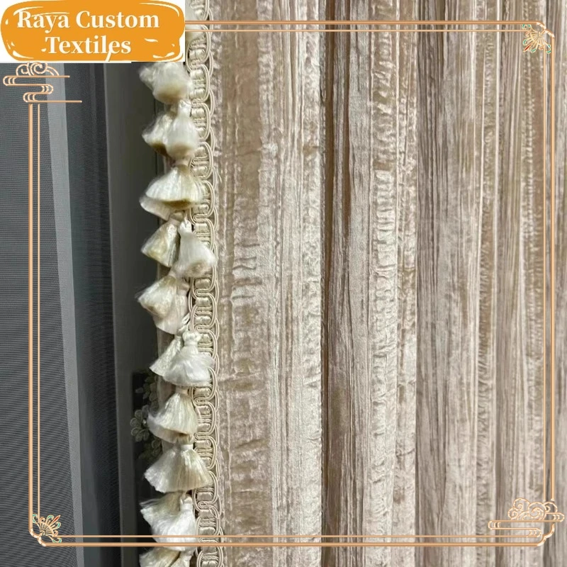 

European Curtain Light Luxury High-end Velvet Curtains for Living Room and Bedroom Villa Blackout Customization Window Screen