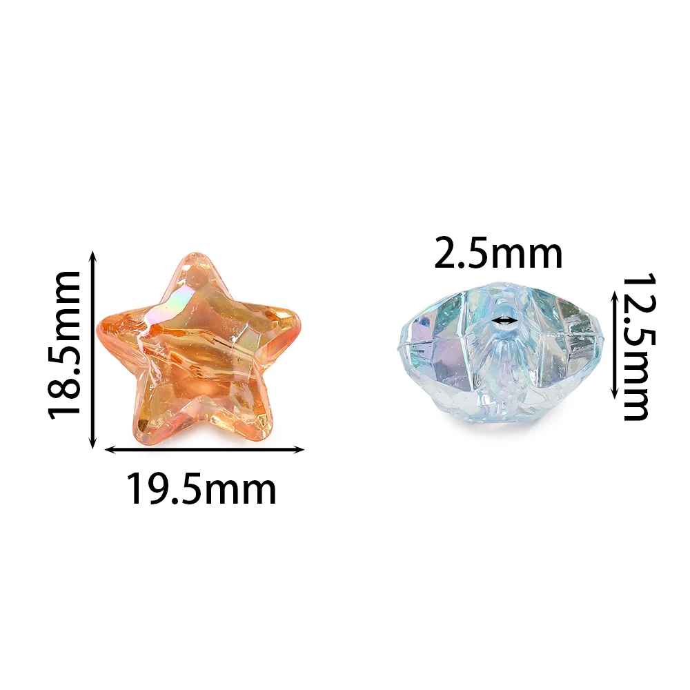 20pcs Faceted Acrylic Pentagram Beads AB Color Star Shaped Spacer Beads for DIY Necklace Phone Chain Jewelry Making Findings