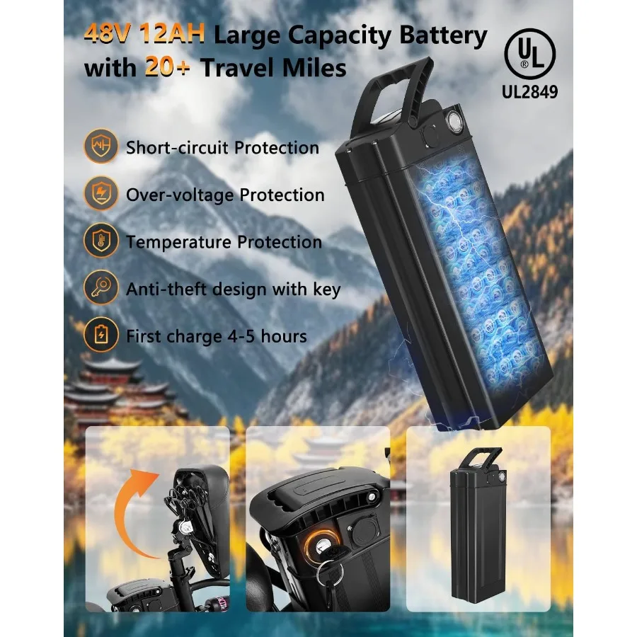 دراجة كهربائية قابلة للطي بمحرك 500 وات وبطارية 576 وات في الساعة للتنقل في الحضري تقدم نطاق يصل إلى 35 ميلًا وشركة السرعة العليا 20 ميل في الساعة