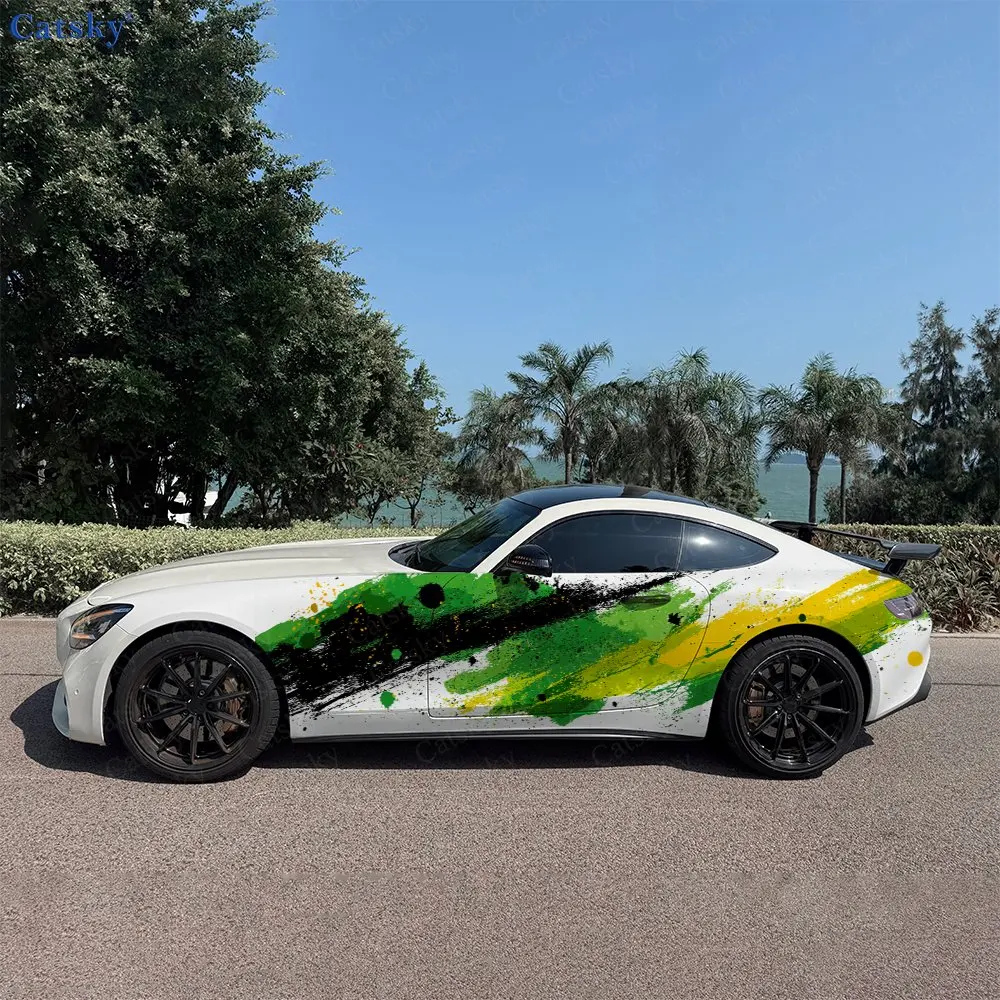 2-autocollants-lateraux-de-voiture-vert-fonce-a-pois-dores-style-streetwear-autocollants-en-pvc-auto-adhesifs-impermeables-et-resistants-aux-rayures-accessoire-de-voiture