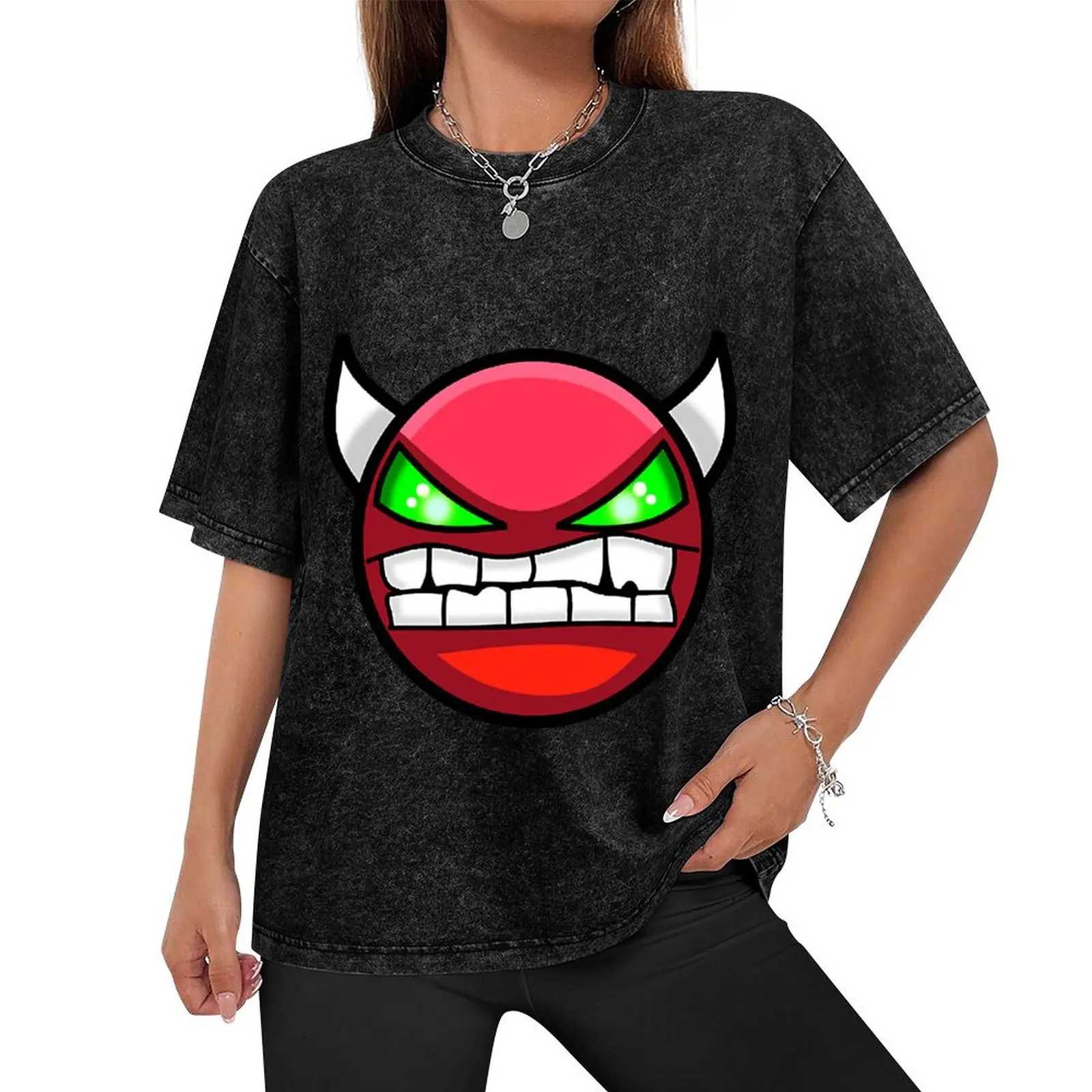 Geometry dash hard demon T-Shirt plus size clothes animal prinfor boys summer clothes t shirts for men pack