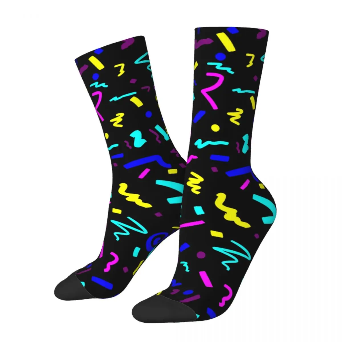 Crazy Sock for Men Vintage And Retro 80s Inspired Shapes Hip Hop Harajuku Seamless Pattern Printed Boys Crew Sock Casual Gift