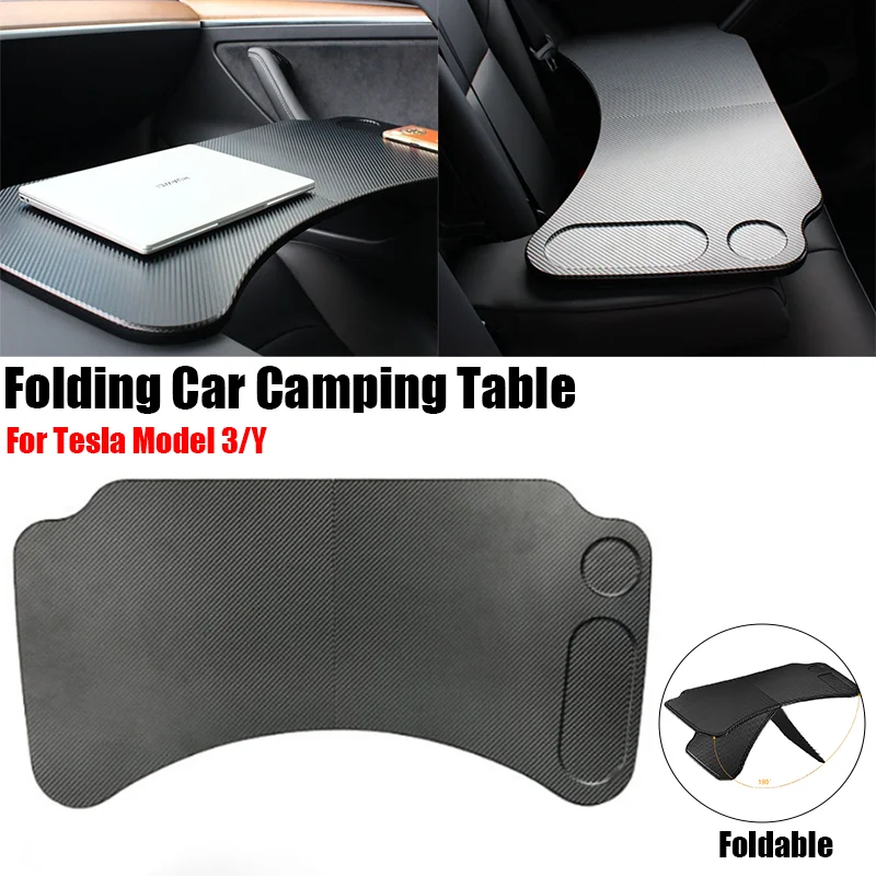 Car Laptop Desk Trestle Table For Tesla Model 3/Y Folding Meal Table Steering Wheel Tray Worktable Plate Portable Universal