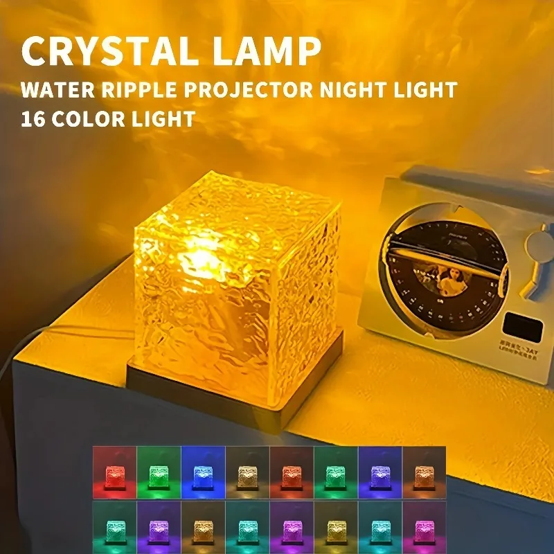 Usb Charging Water Ripple Night Light, Rgb Color Changing Ocean Projector Lamp Remote Kids Bedroom Decor