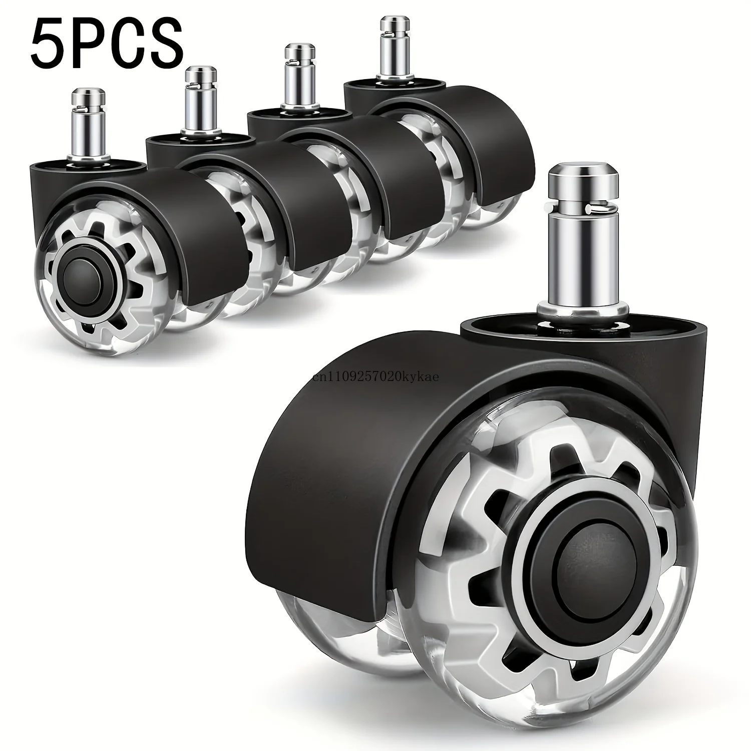 5 ruedas giratorias silenciosas de PU gris resistente de 2 ", ruedas lisas y duraderas para sillas de oficina, sillas de juegos