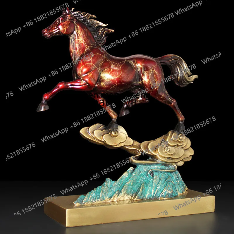 X All-Copper Color Ascending to the Clouds Ornament Living Room Office Bronze Horse Decoration