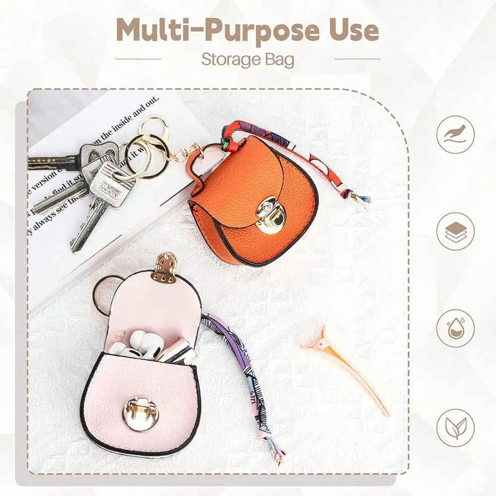 Mini PU Leather Saddle Bag Charm Bag Pendant Luxury Cute Coin Purse Pendant Fashion Decor Creative Keychain Gift Lipstick Bag image 5