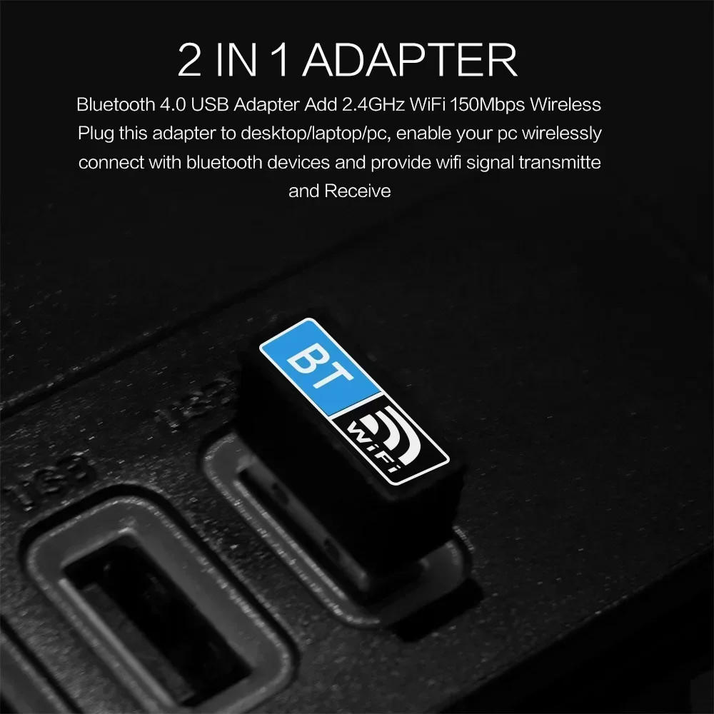 Wi-Fi & Bluetooth 4.0 Nano USB Adapter Wireless WiFi Dongle Network Dual Adapter  Bluetooth Transmitter Network Signal Receiver