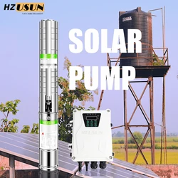 4'' DC Solar Powered Submersible Agriculture Irrigation Water Pumps System Solar Panel Cell Borehole Pumpe Price Bomba Solar Kit