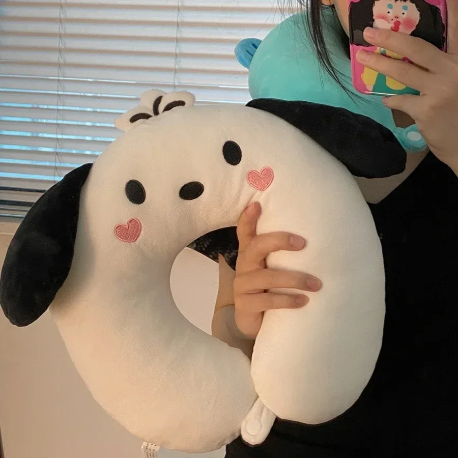 Cinnamoroll Pochacco Hangyodon Kawaii U-shaped Pillow Plush Neck Cushion Office Students Sleeping Portable Travel Pillows