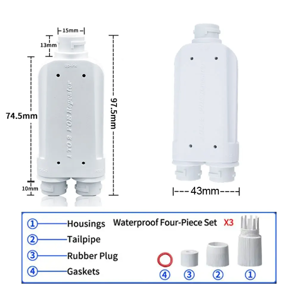 Répéteur POE 2 ports étanche IP66 10/100Mbps 1 à 2 prolongateur PoE avec IEEE802.3af/at 48V extérieur pour caméra de commutation POE