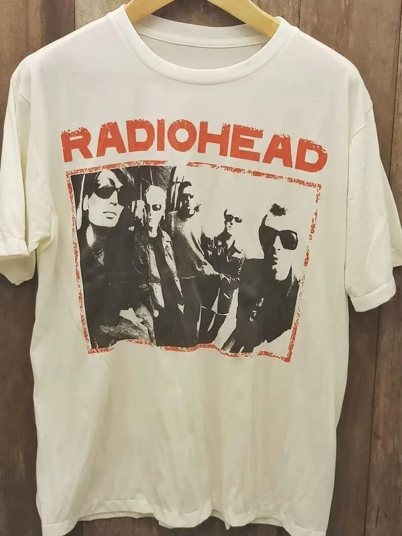 

Cotton Print Super Elastic Casual RADIOHEAD THE BENDS Vintage Unisex T-shirt Casual Print Round Neck Loose Oversize T-shirts