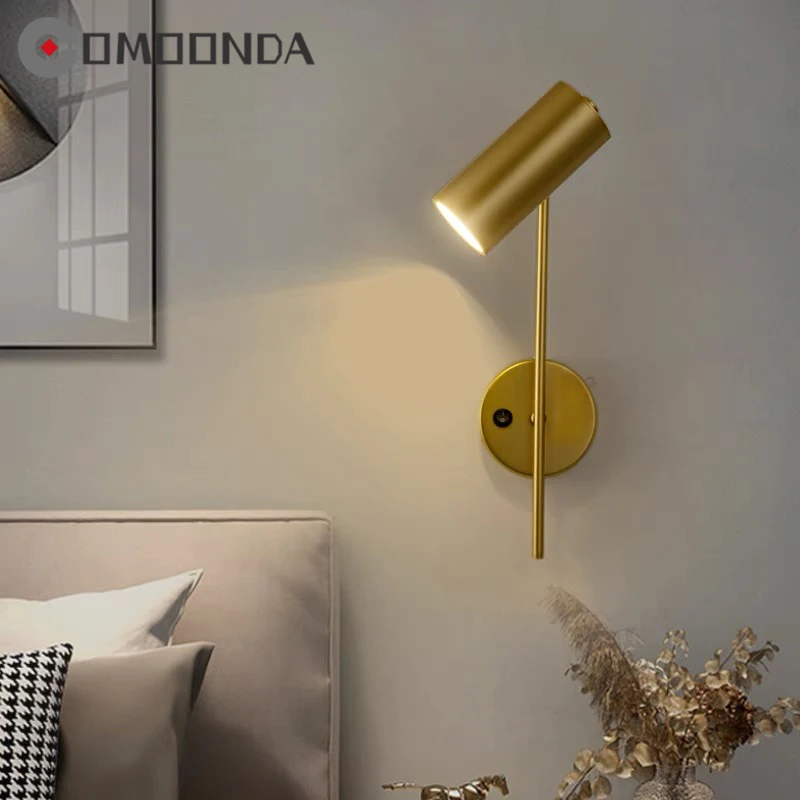 

Luxury Hotel Bedside Wall Lamp Iron Plating Gold E27 Bulb Sconce Lightings Rotatable Bedroom Decoration Lustres Customize Switch