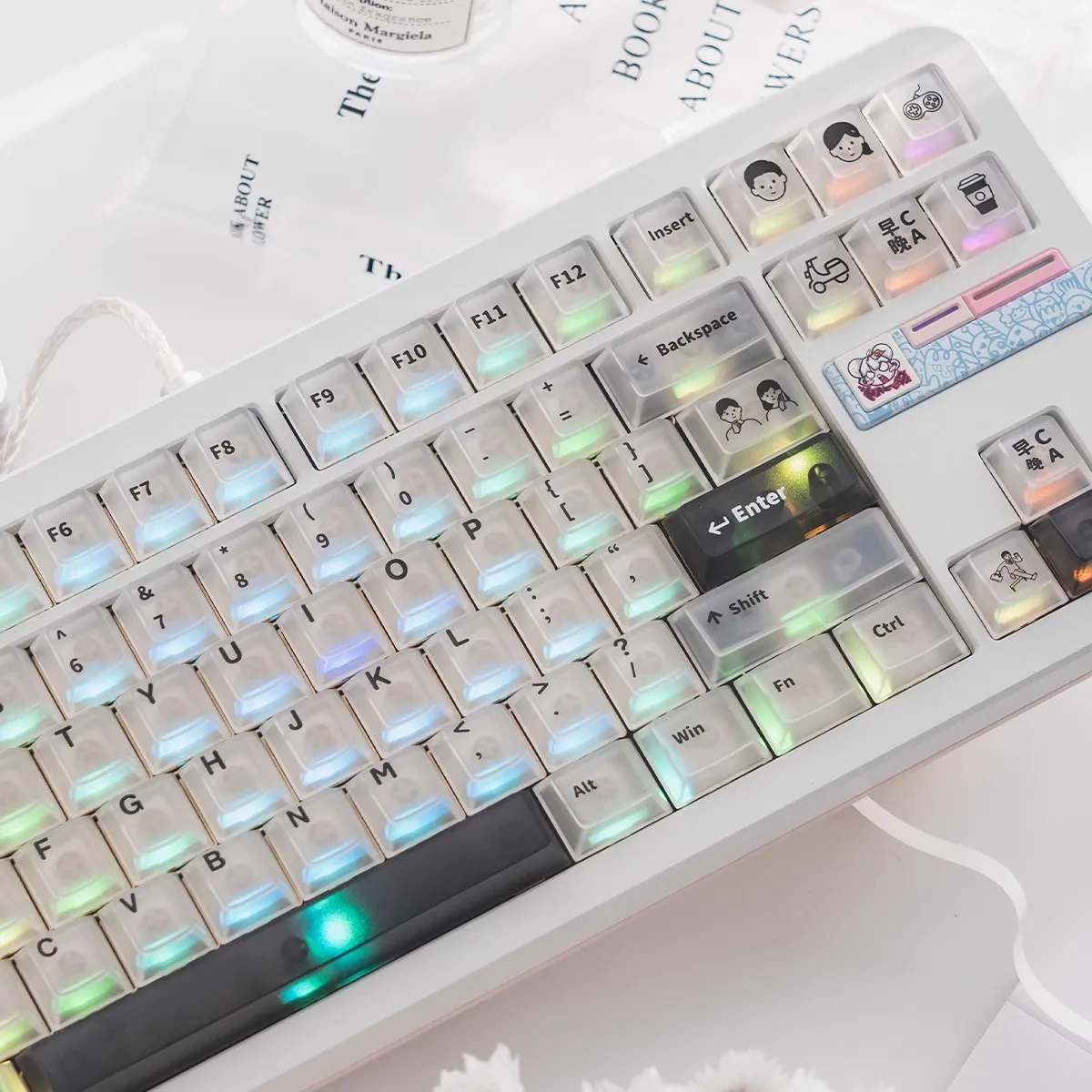 Cherry 150 Key Profile Keycaps Good life Theme PBT Five-side DYE Sublimation Key Caps for Gaming Mechanical Keyboard MX Switche
