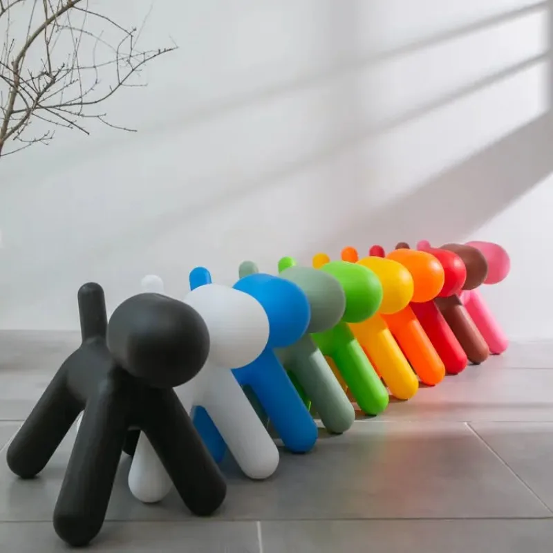 

Nordic Creative Small Stools Trojan Horse Stool Cartoon Dog Chair Puppy Stool Plastic Animal Ottomans Living Room Furniture