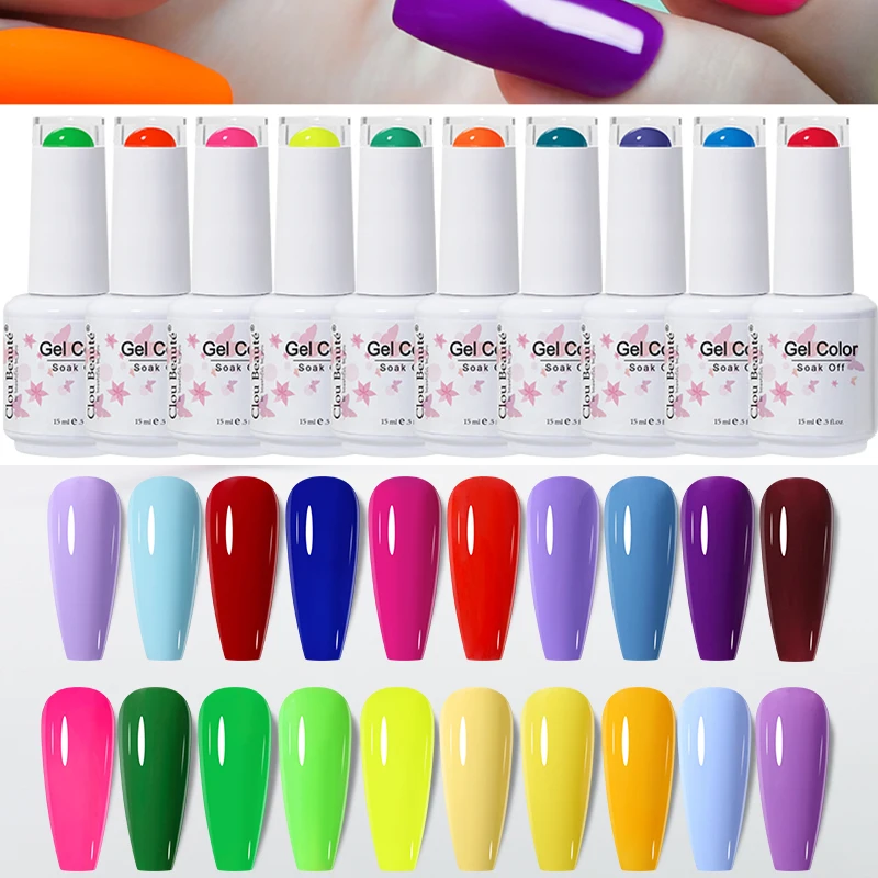 

Clou Beaute 15ml Gel Nail Polish Base Top Coat Vernis Semi Permanent UV Gel Varnish Nail Art Manicure Ongle Gel Nail Glue Color